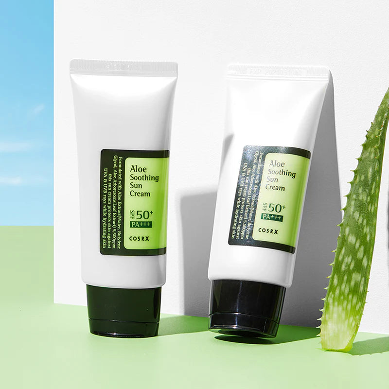 Cosrx Aloe Soothing päikesekreemi tekstuur ja koostisosad