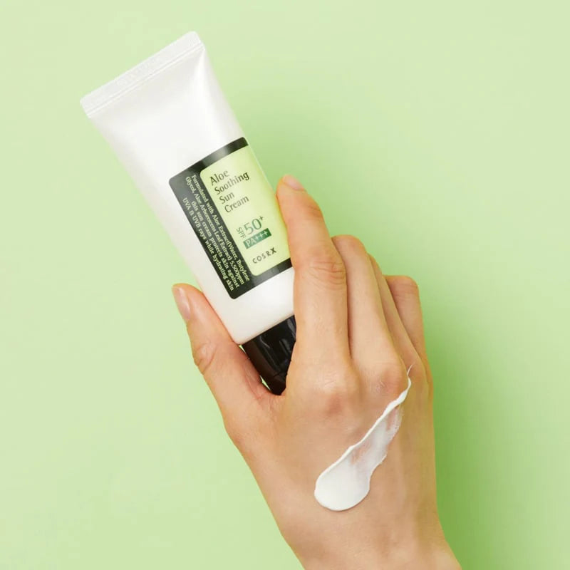 Cosrx Aloe Soothing päikesekreemi tuub ja pakend