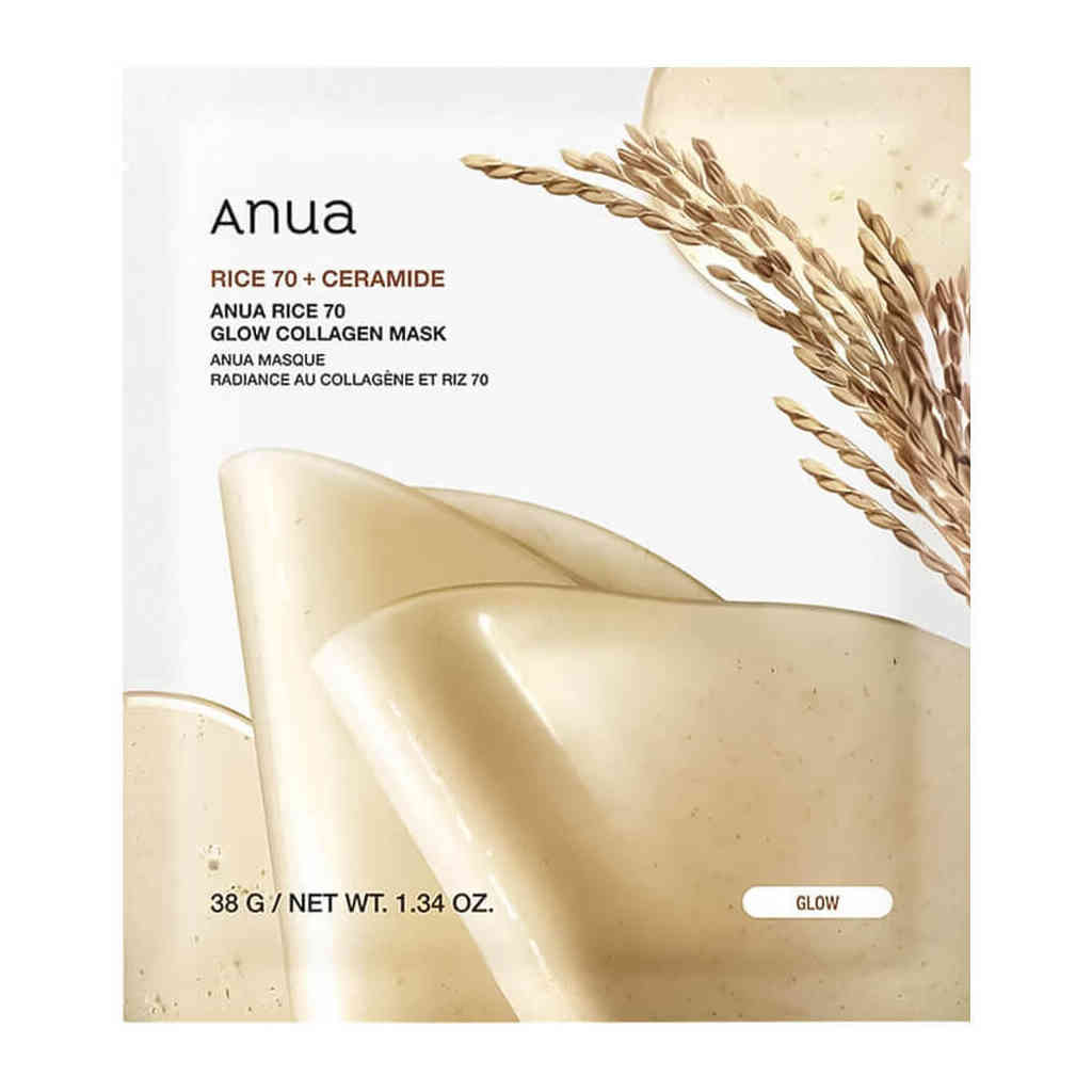 Anua Rice 70 Glow Collagen Mask – niisutav hüdrogeelmask särava jume saavutamiseks