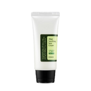 Tube of aloe vera sunscreen cream on a white background
