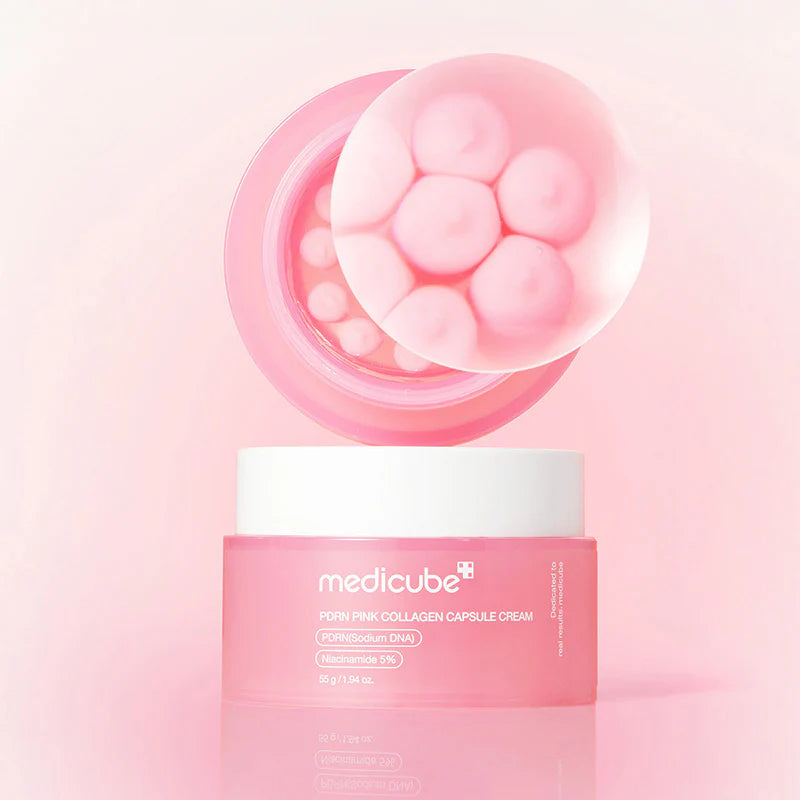Medicube PDRN Pink Collagen kapselkreemi niisutav efekt