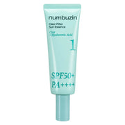 Numbuzin No1. Clear Filter Sun Essence SPF50 valgel taustal