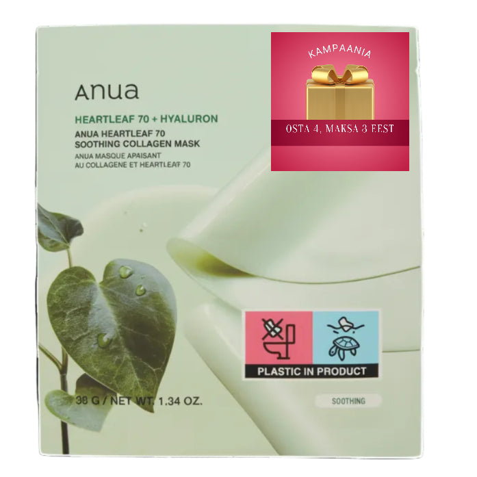 KAMPAANIA Anua Heartleaf 70 Soothing Collagen Mask - rahustav ja pinguldav kollageenmask