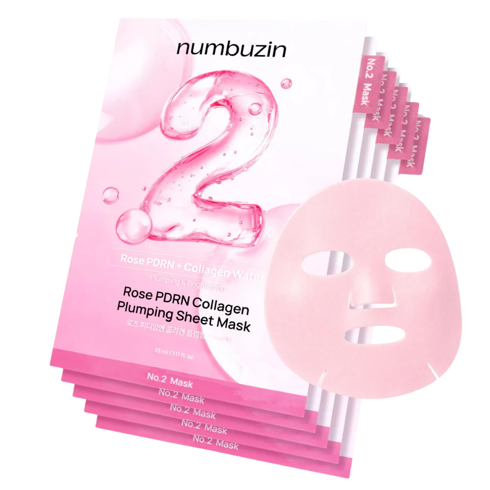 Numbuzin No. 2 Rose PDRN Collagen Plumping Sheet Mask pinguldav kangasmask, 5x33ml