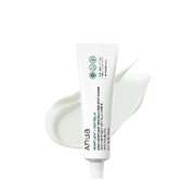 Tube of ANUA cream with a swatch on a white background