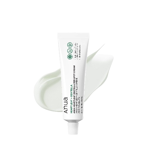 Tube of ANUA cream with a swatch on a white background