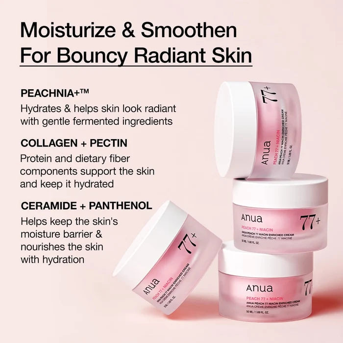Anua Peach 77% Niacin Enriched Cream - niisutav ja kirgastav näokreem 50ml