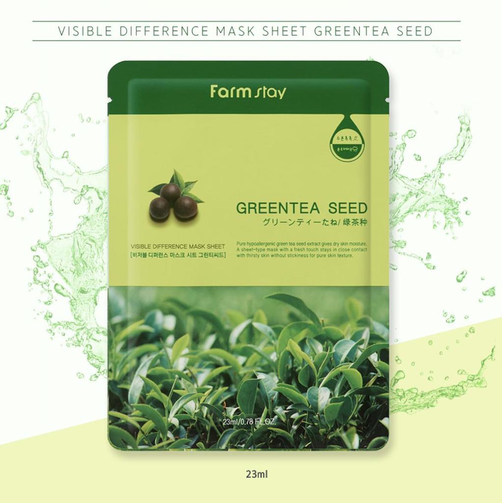 Farmstay Green Tea Seed kangasmask ja pakend