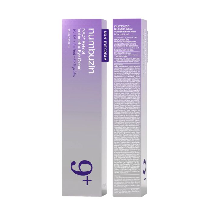 Numbuzin eye cream packaging with gradient design on a white background