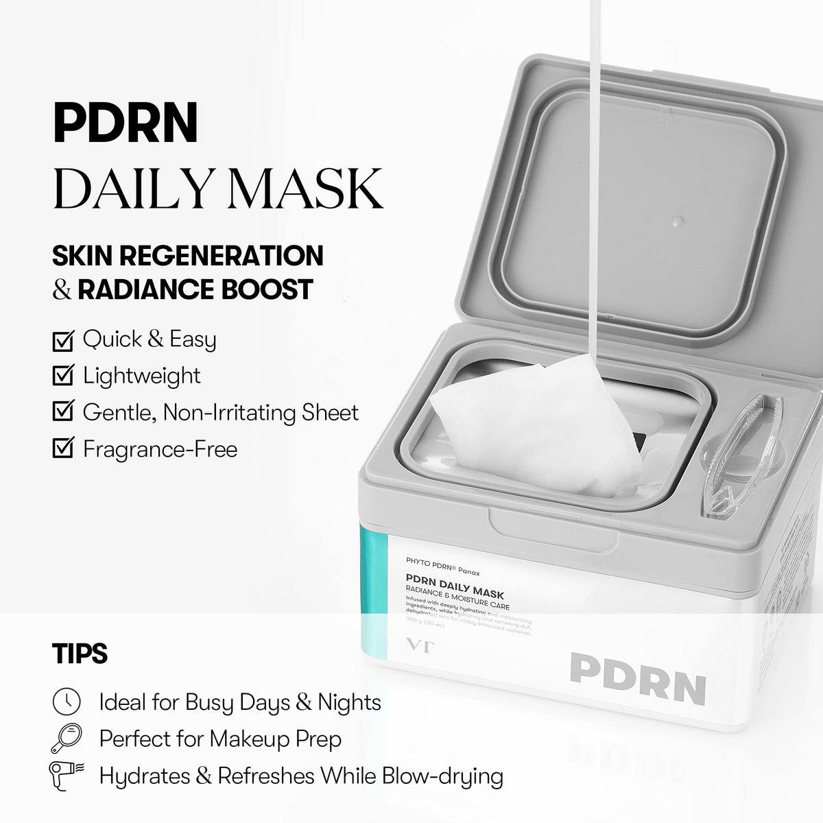 VT Cosmetics PDRN Daily Mask - тканевые маски для ежедневного ухода 30 шт