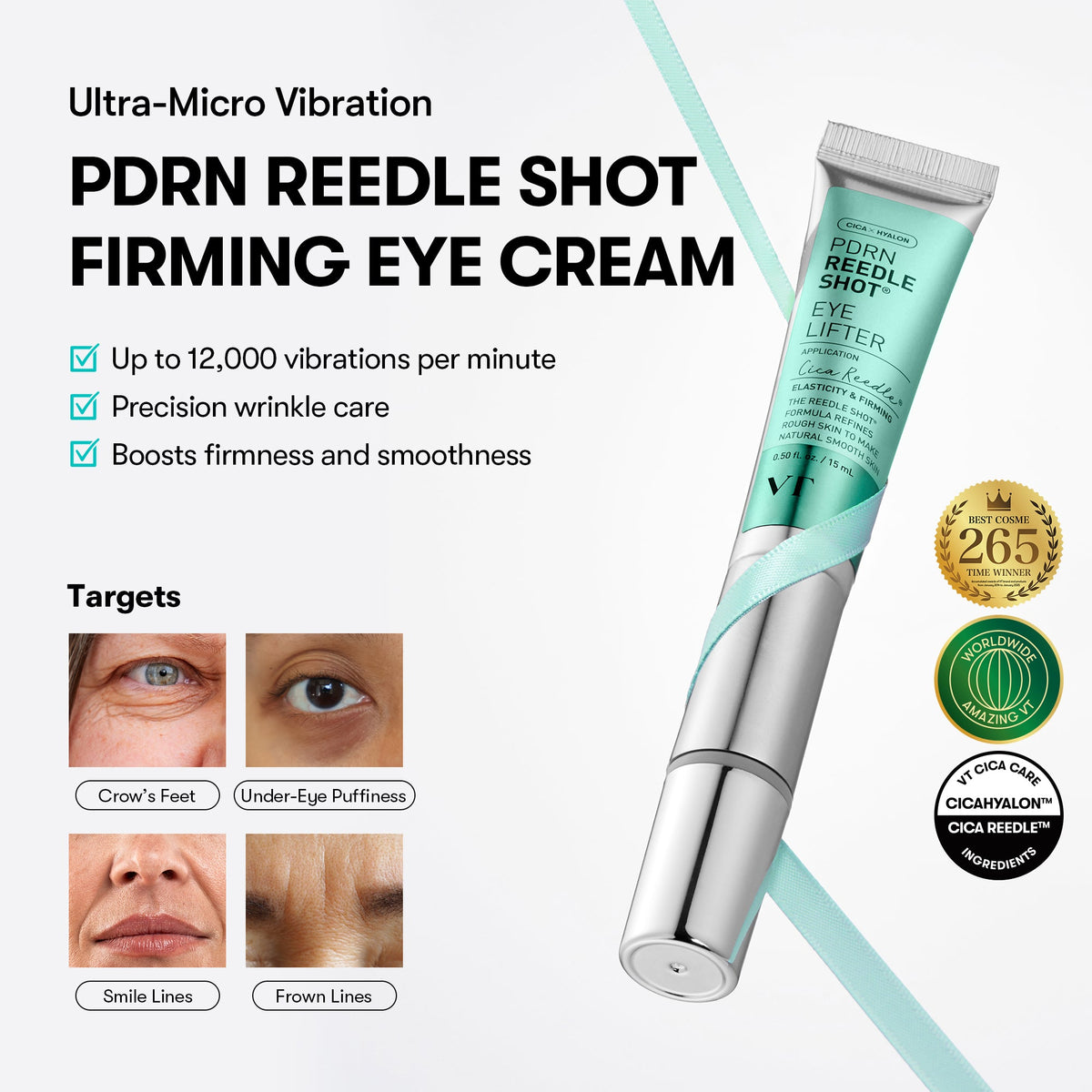 VT Cosmetics PDRN Reedle Shot Eye Lifter - vibreeriv pinguldav silmakreem 15ml