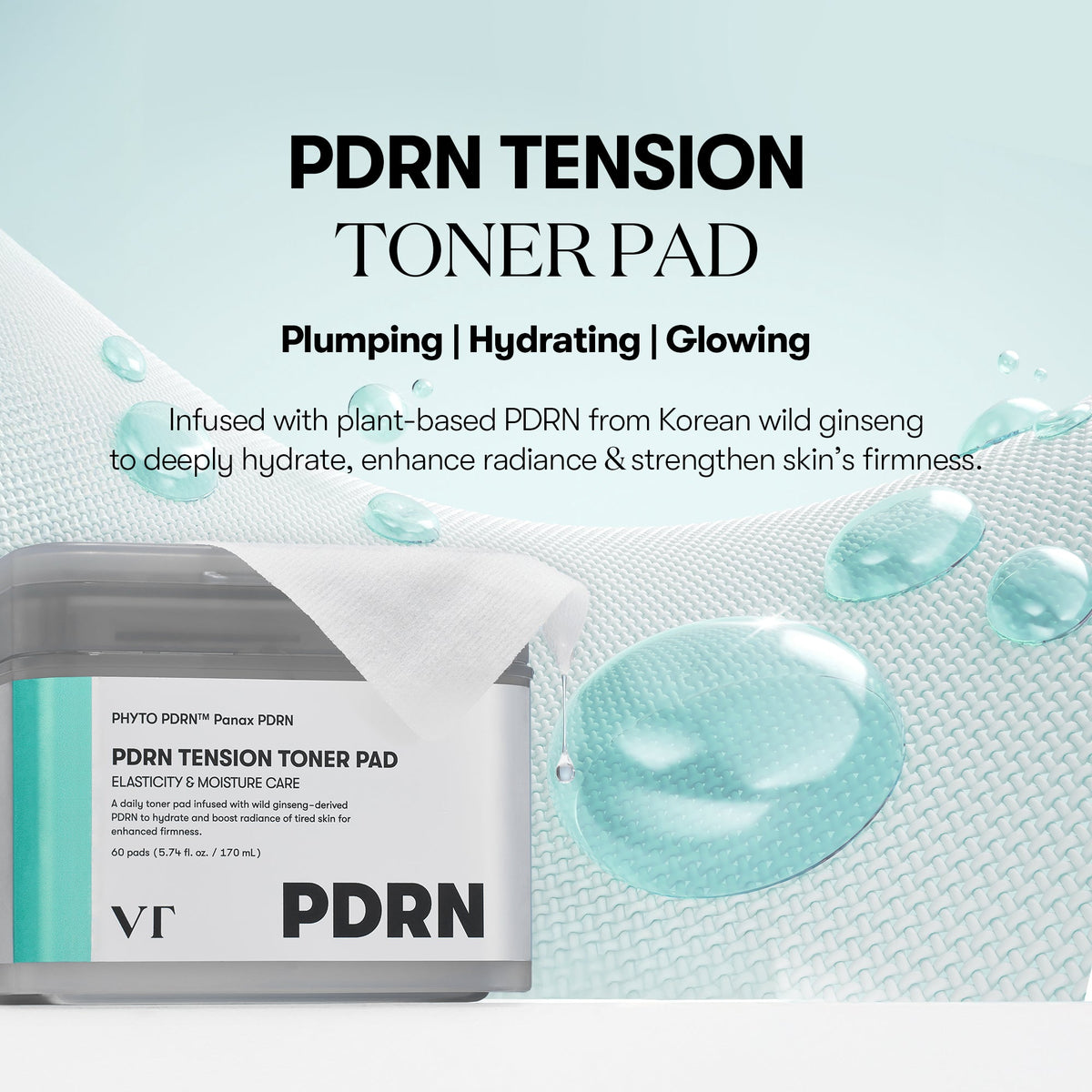 VT Cosmetics PDRN Tension Toner Pad - pinguldavad toonikupadjad 60tk