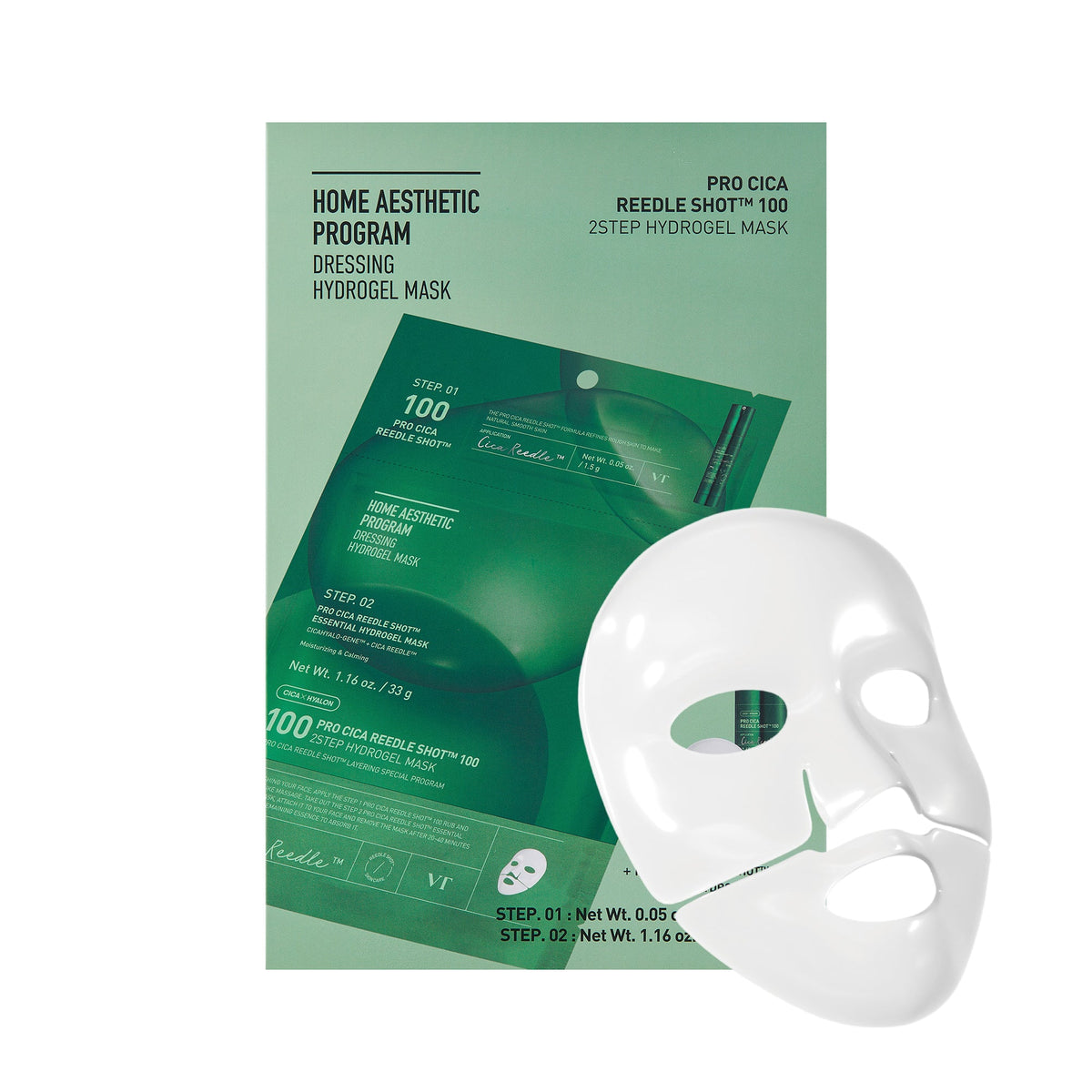 VT Cosmetics Pro Cica Reedle Shot 100 2-Step Hydrogel Mask - rahustav kaheastmeline mask 1tk