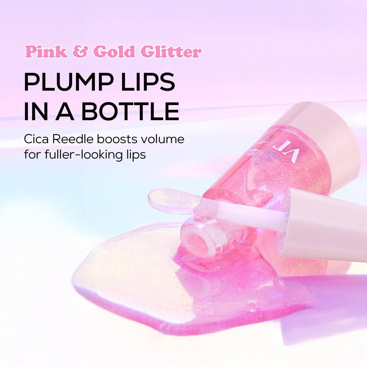VT Cosmetics Reedle Shot Lip Plumper Twinkle - sädelev huuleläige roosa ja kuldse säraga 4,3g